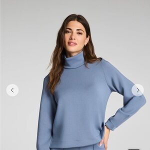 Spanx Luxe Air Essentials. Women's Blue Turtleneck Sweater.